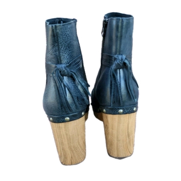 KORK-EASE Dianna Final Tassel Black Leather Stud Platform Ankle Boot Women 8 - Picture 7 of 16